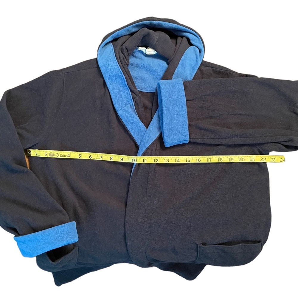 Fleece Hooded Robe Kids Housecoat Lands End Size 14-16 Large Blue - Picture 9 of 9